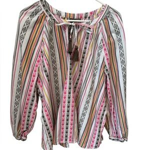 Style & Co Stripe Top Women’s XL Tassel Tie Front